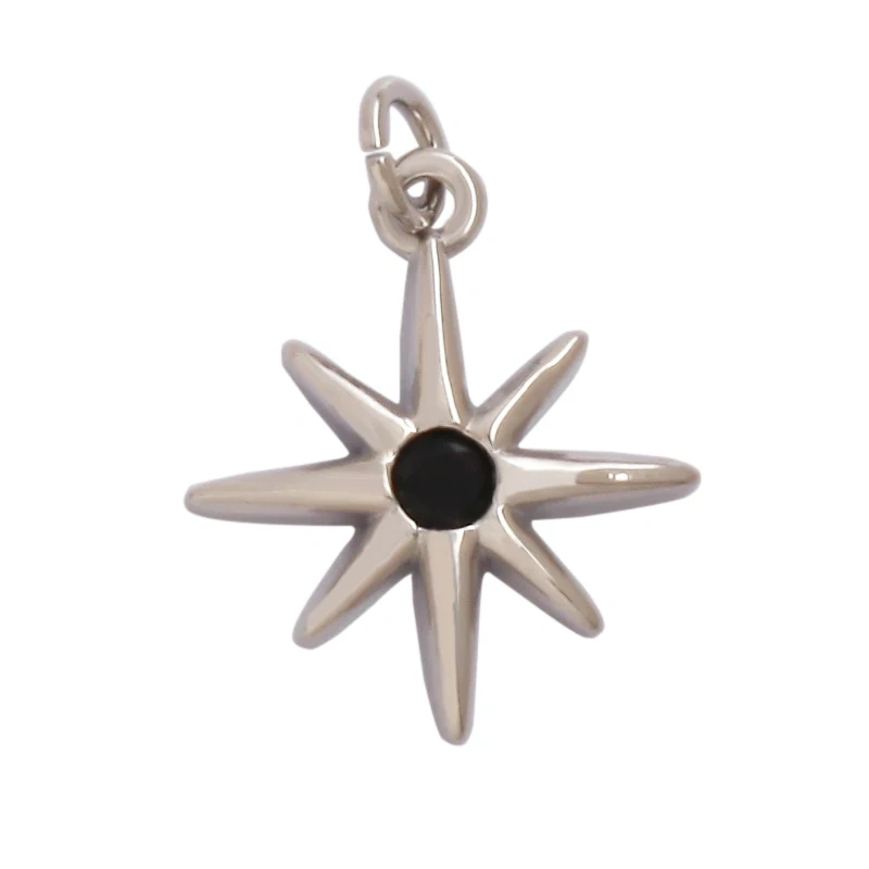 Shining Sun Star Moon Shell Charm Pendant,18K Plated Gold Inlaid Cubic Zirconia Jewelry Findings Necklace Bracelet Supplies