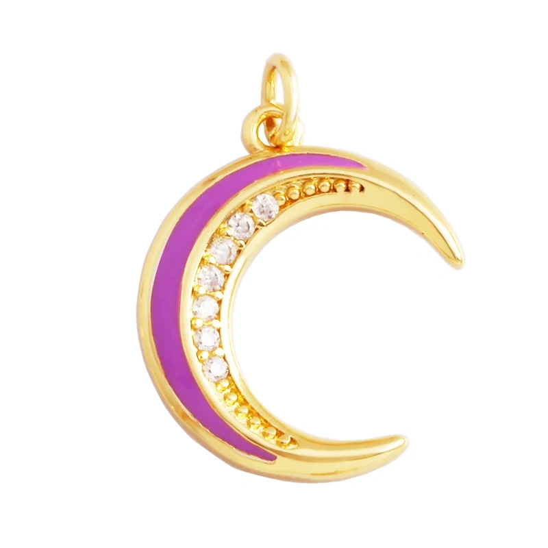 Shining Sun Star Moon Shell Charm Pendant,18K Plated Gold Inlaid Cubic Zirconia Jewelry Findings Necklace Bracelet Supplies