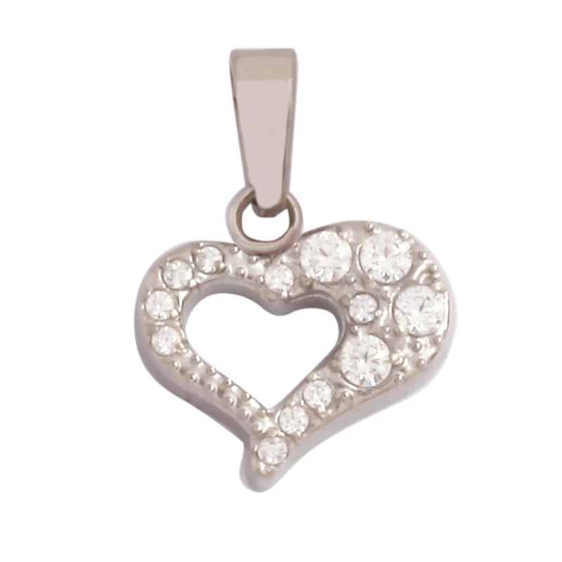 Fashion Love Heart 316 Stainless Steel Cubic Zirconia Geometry Charm Pendant,Jewelry Findings Bracelet Necklace Supplies