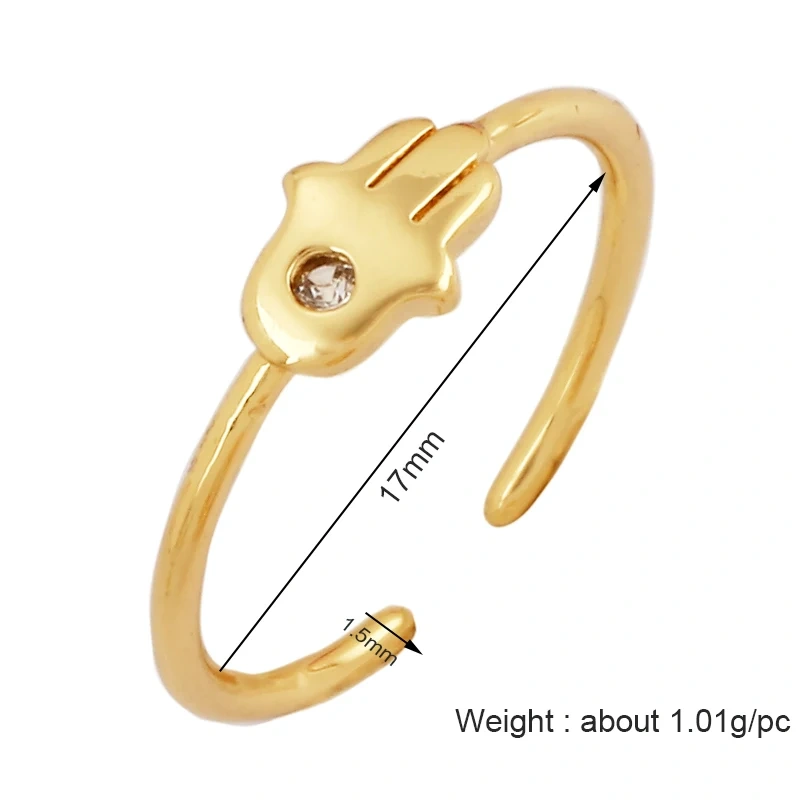 Unique Style Fashion Colorful Geometry Finger Ring,18K Gold Plated Zircon Open Adjustable Rings Charm Jewelry Findings Supplies