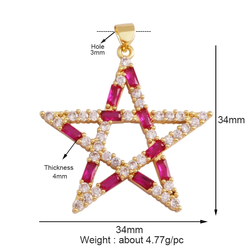 Shining Sun Star Moon Shell Charm Pendant,18K Plated Gold Inlaid Cubic Zirconia Jewelry Findings Necklace Bracelet Supplies