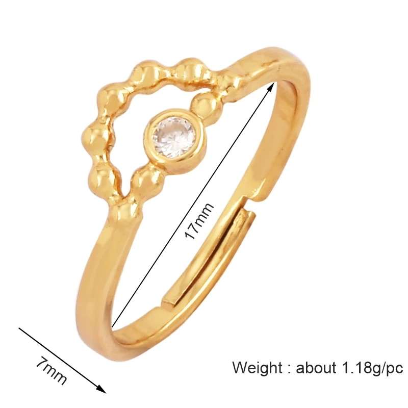 Unique Style Fashion Colorful Geometry Finger Ring,18K Gold Plated Zircon Open Adjustable Rings Charm Jewelry Findings Supplies