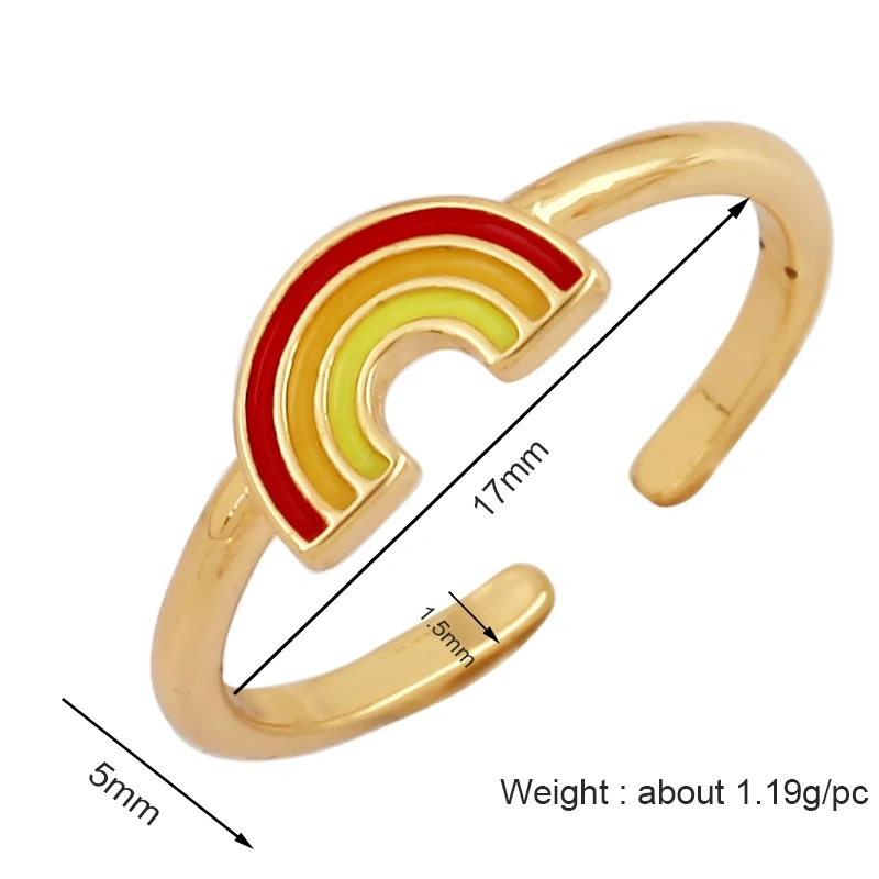 Fashion Cubic Zirconia Geometry Colorful Finger Ring,18K Gold Plated Open Adjustable Rings Charm Jewelry Findings Supplies