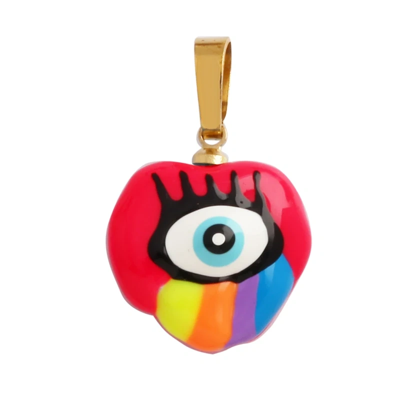 Trendy Unique Colourful Turkish Evil Luck Eye Charm Pendant,Love Heart DIY Bracelet Necklace Connector Components Supplies