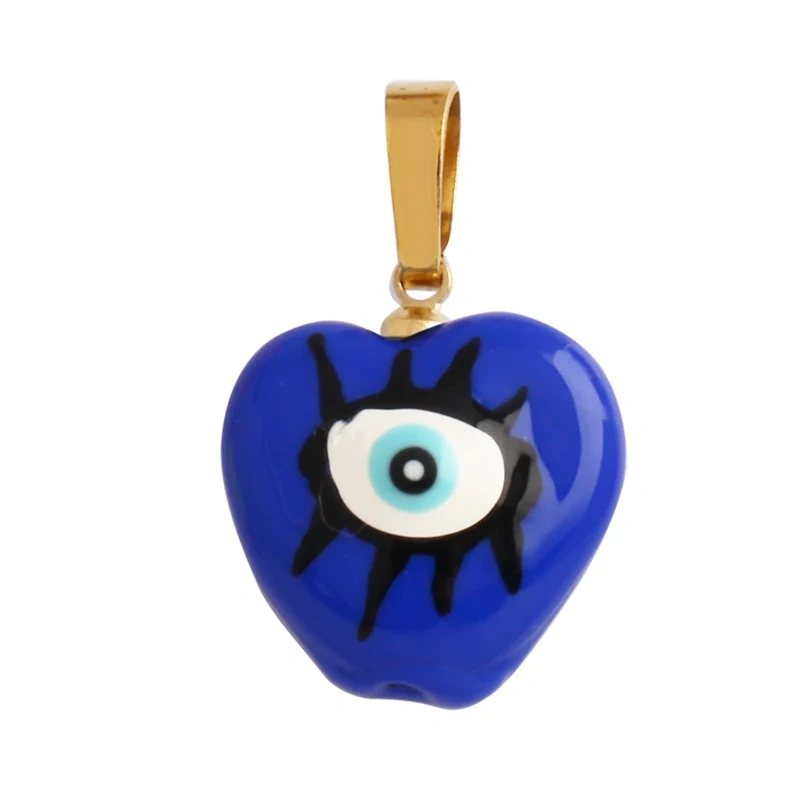 Trendy Unique Colourful Turkish Evil Luck Eye Charm Pendant,Love Heart DIY Bracelet Necklace Connector Components Supplies