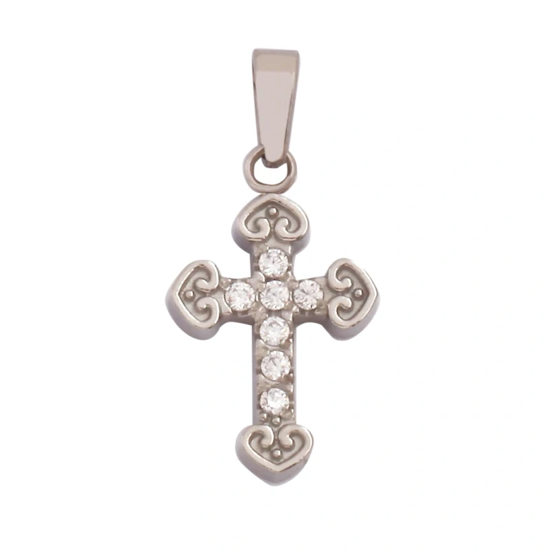 Religious Style Cross Charm Pendant,316 Stainless Steel Cubic Zirconia Jewelry Findings Necklace Bracelet Accessories Supplies