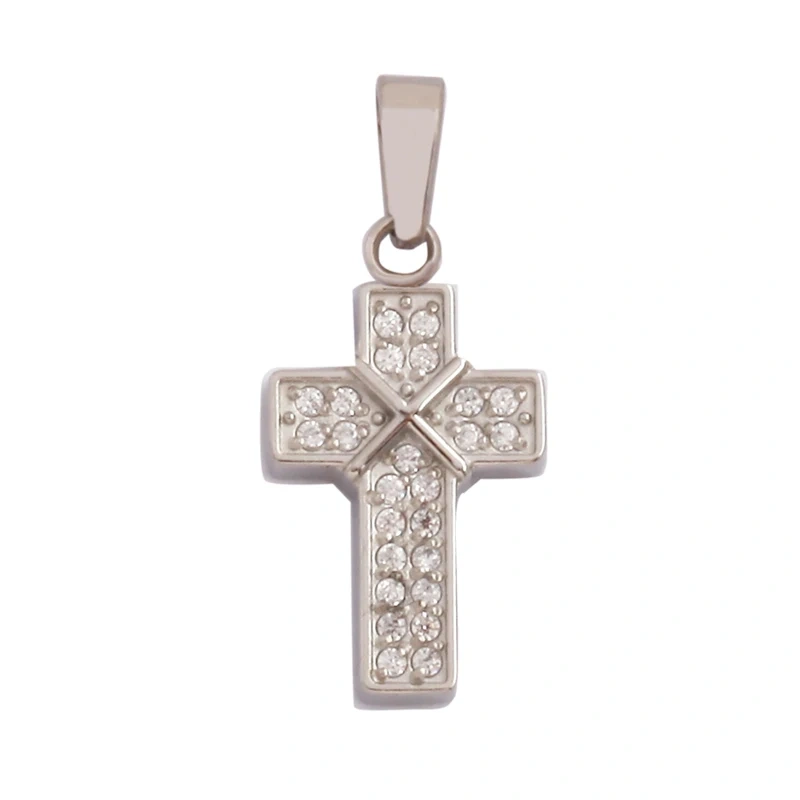 Religious Style Cross Charm Pendant,316 Stainless Steel Cubic Zirconia Jewelry Findings Necklace Bracelet Accessories Supplies