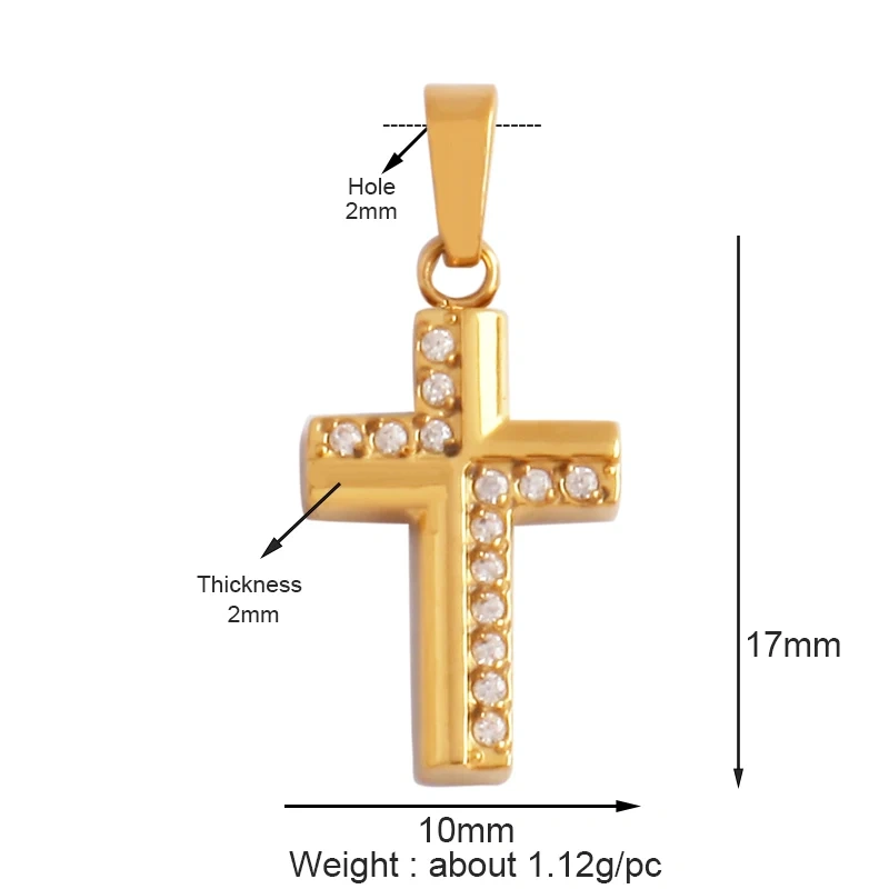 Religious Style Cross Charm Pendant,316 Stainless Steel Cubic Zirconia Jewelry Findings Necklace Bracelet Accessories Supplies