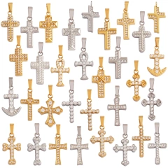 Religious Style Cross Charm Pendant,316 Stainless Steel Cubic Zirconia Jewelry Findings Necklace Bracelet Accessories Supplies