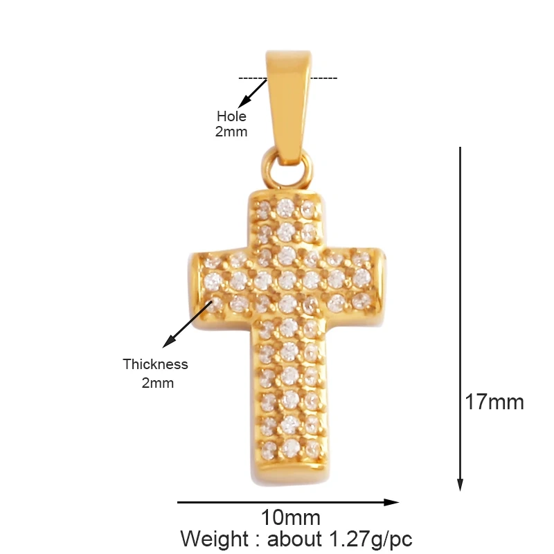 Religious Style Cross Charm Pendant,316 Stainless Steel Cubic Zirconia Jewelry Findings Necklace Bracelet Accessories Supplies