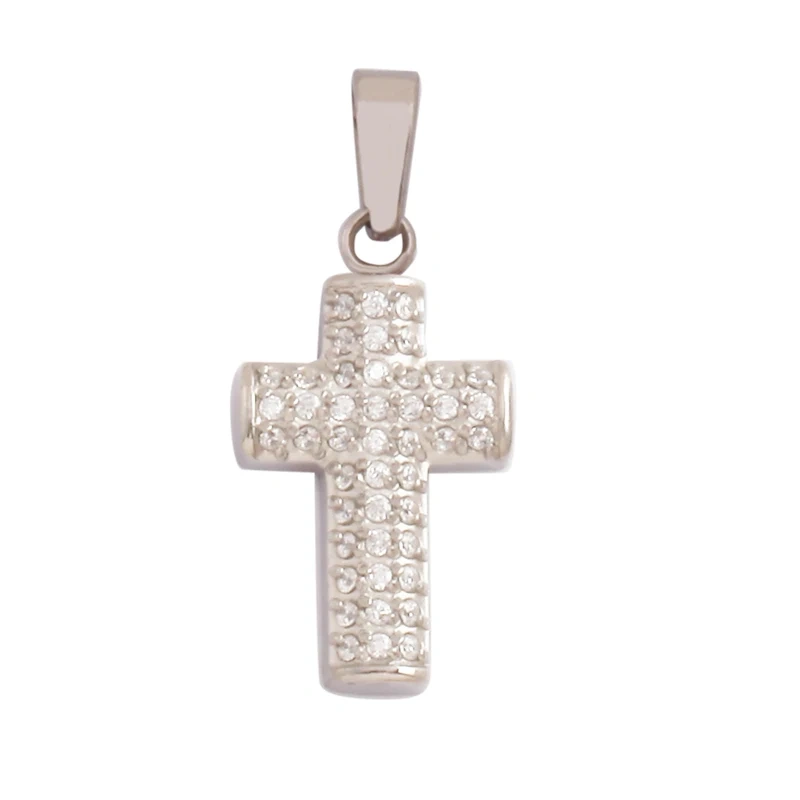 Religious Style Cross Charm Pendant,316 Stainless Steel Cubic Zirconia Jewelry Findings Necklace Bracelet Accessories Supplies