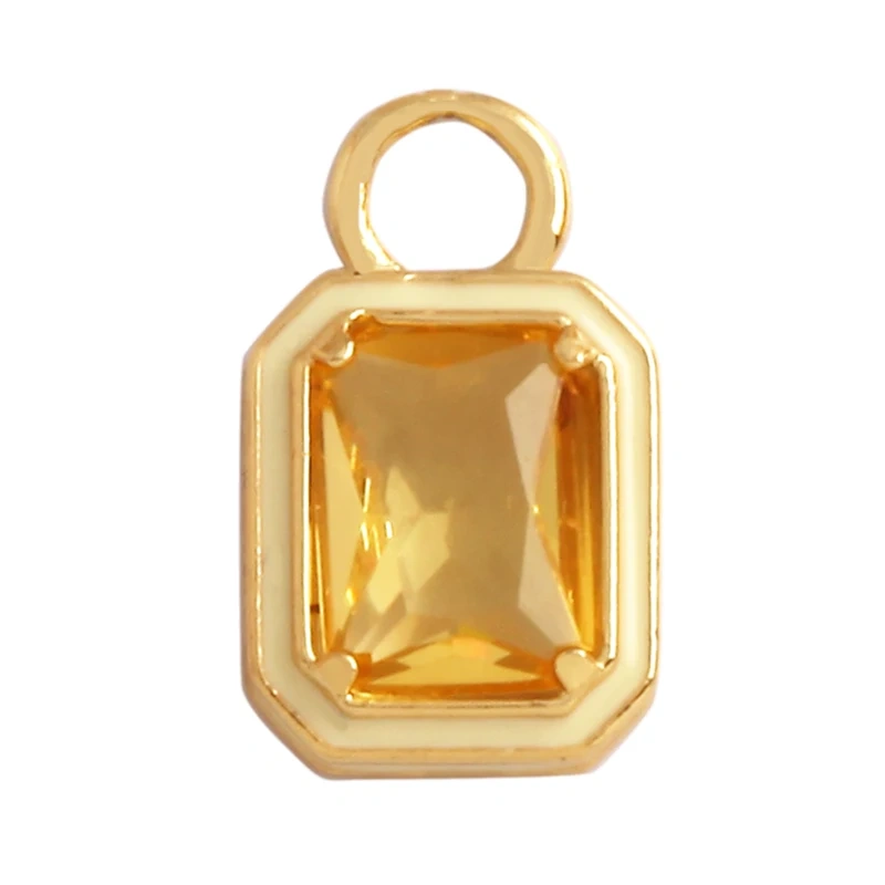 Geometry Bezel Charm Pendant with Glass,Earring Attachment,18K Gold Plated CZ Micro Pave Jewelry Findings Accessories Supplies