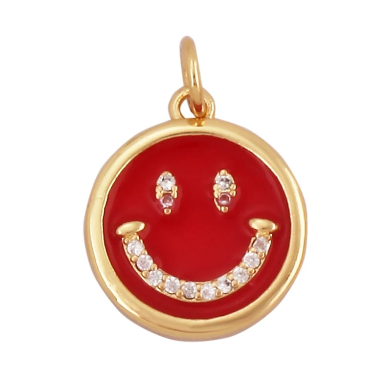 Smile Happy Face Pendant , 18K Real Gold Plated Colour,Necklace Bracelet Pendant for Handmade Jewelry Supplies K01