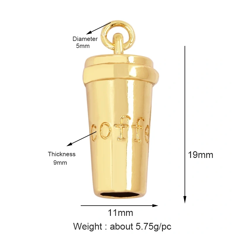 Trendy Perfume Bottle Coffee Cup Wine Glass Charm Pendant,18K Gold Plated Necklace Bracelet for Jewelry Findings Daily Supplies M18