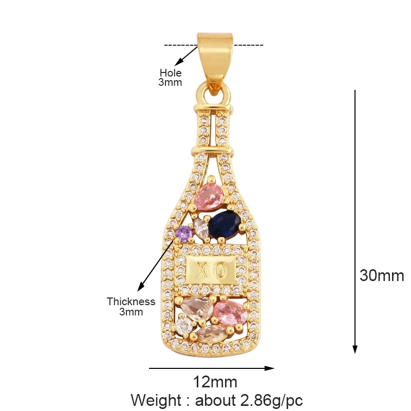 Trendy Perfume Bottle Coffee Cup Wine Glass Charm Pendant,18K Gold Plated Necklace Bracelet for Jewelry Findings Daily Supplies M18