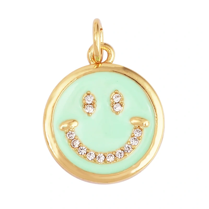 Smile Happy Face Pendant , 18K Real Gold Plated Colour,Necklace Bracelet Pendant for Handmade Jewelry Supplies K01