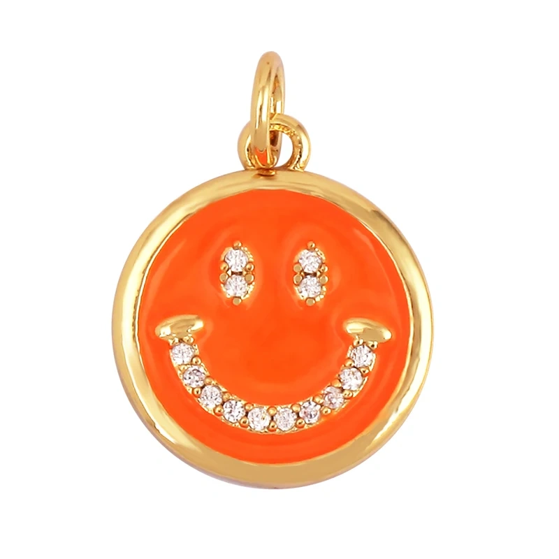 Smile Happy Face Pendant , 18K Real Gold Plated Colour,Necklace Bracelet Pendant for Handmade Jewelry Supplies K01