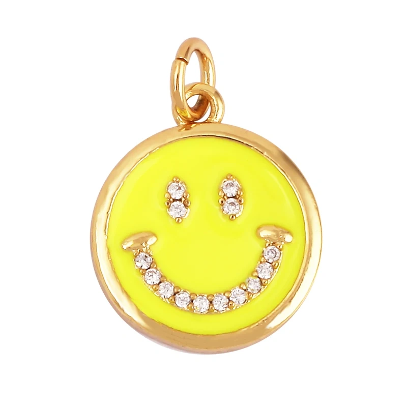 Smile Happy Face Pendant , 18K Real Gold Plated Colour,Necklace Bracelet Pendant for Handmade Jewelry Supplies K01