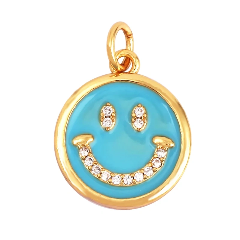 Smile Happy Face Pendant , 18K Real Gold Plated Colour,Necklace Bracelet Pendant for Handmade Jewelry Supplies K01