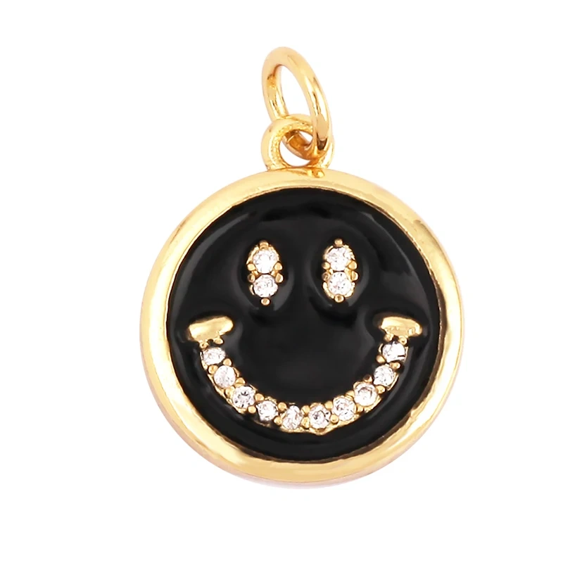 Smile Happy Face Pendant , 18K Real Gold Plated Colour,Necklace Bracelet Pendant for Handmade Jewelry Supplies K01