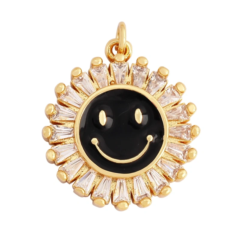 New Style Number Eleven Happy Face Round Charm Pendant,Fashion Zircon Necklace Bracelet Pendant Handmade Jewelry Accessories M61