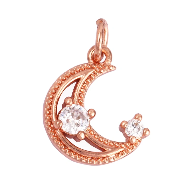 Trendy Sun Apollo Moon Star Shell Charm Pendant,Real Gold Plated Cubic Zirconia Paved,Jewelry Necklace Bracelet Accessories M56