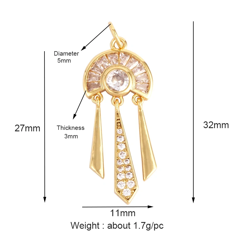 Delicacy Fashion Arrow Tie Geometric Cubic Zirconia CZ Paved Charm Pendant,18K Real Gold Plated Colour,Craft Jewelry Supply L17