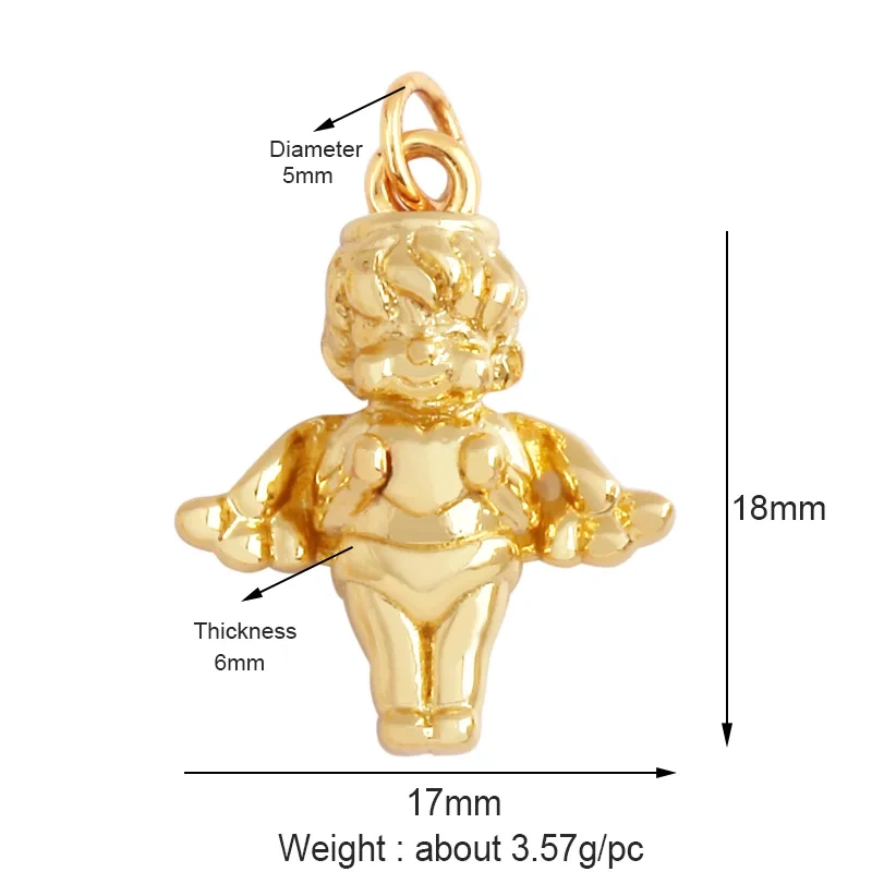 Guarden Angel Wings Goddess Amulet Medallion Zircon Charm Pendant,18K Gold Plated Necklace Jewelry Findings Supplies M76