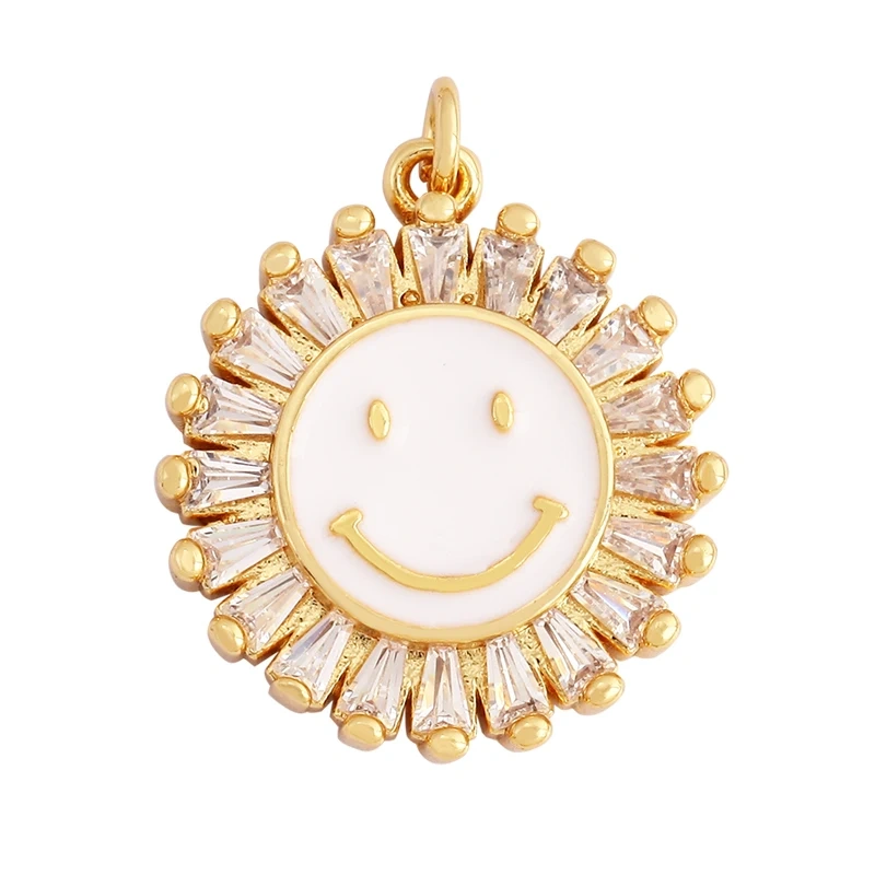 New Style Number Eleven Happy Face Round Charm Pendant,Fashion Zircon Necklace Bracelet Pendant Handmade Jewelry Accessories M61