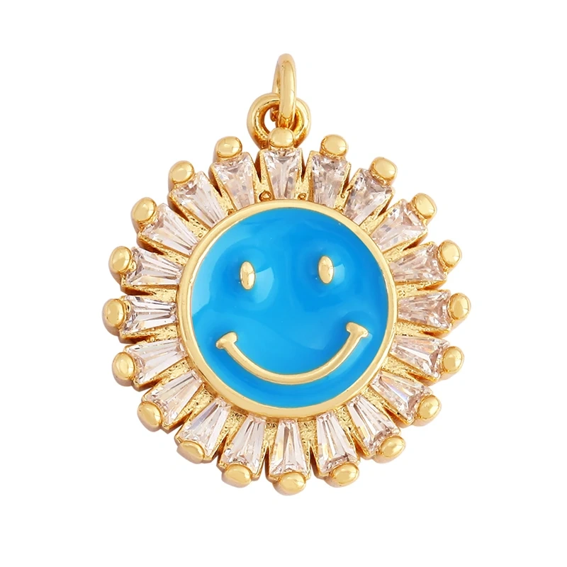 New Style Number Eleven Happy Face Round Charm Pendant,Fashion Zircon Necklace Bracelet Pendant Handmade Jewelry Accessories M61