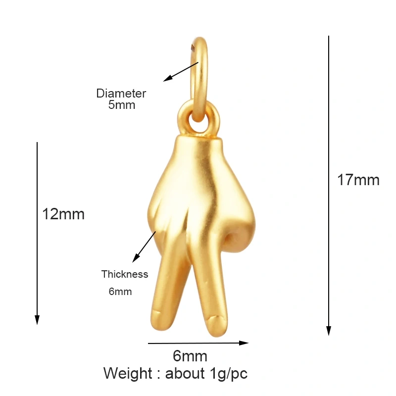 Hand Gesture Finger Sign Language Charm Pendant,Brass Based,Gold Plated Jewelry Necklace Bracelet Making Wholesale Supplies L14