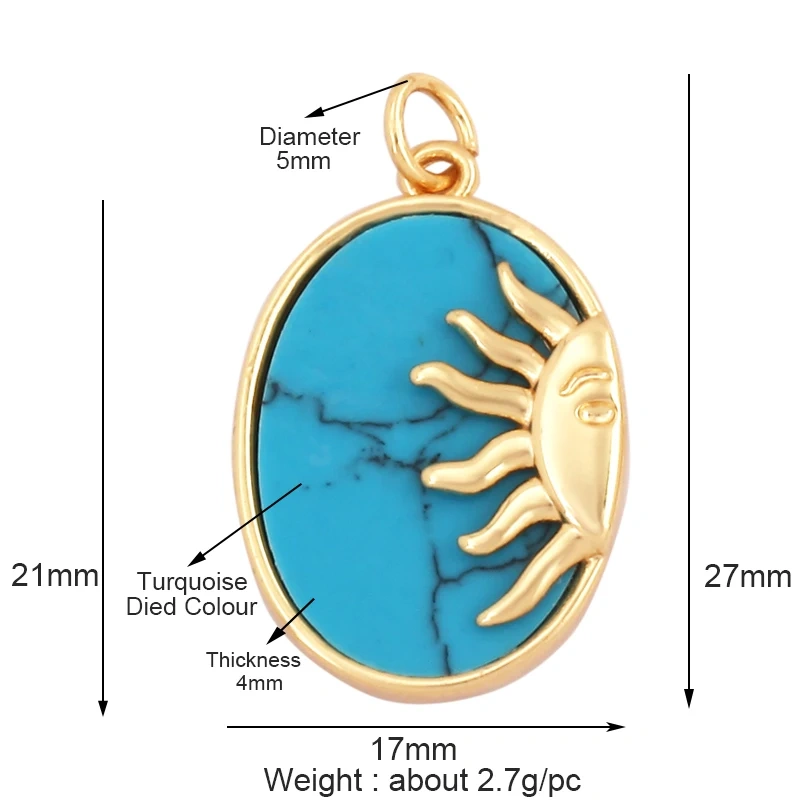 Trendy Sun Apollo Moon Star Shell Charm Pendant,Real Gold Plated Cubic Zirconia Paved,Jewelry Necklace Bracelet Accessories M56