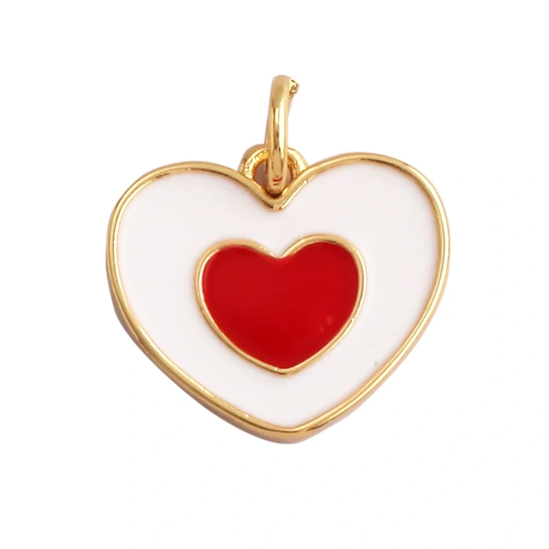 Trendy Colourful Enamel Dripping Oil Love Heart Charm Pendant,Cute Rainbow Round Coin Jewelry Necklace Accessories Supply L28