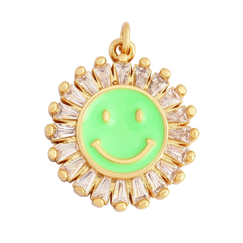 New Style Number Eleven Happy Face Round Charm Pendant,Fashion Zircon Necklace Bracelet Pendant Handmade Jewelry Accessories M61