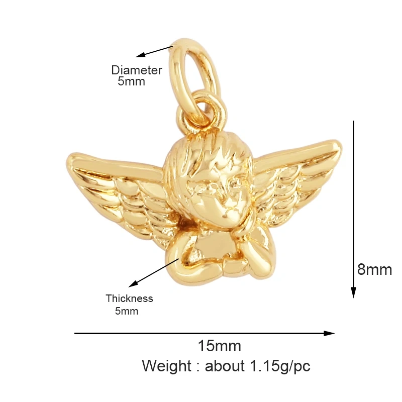 Guarden Angel Wings Goddess Amulet Medallion Zircon Charm Pendant,18K Gold Plated Necklace Jewelry Findings Supplies M76