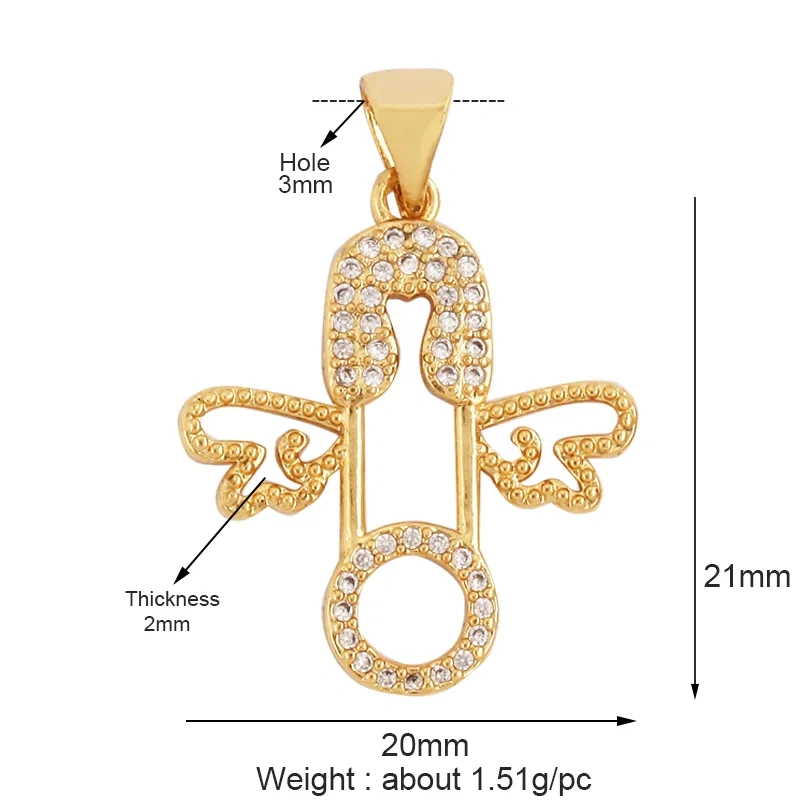 Guarden Angel Wings Goddess Amulet Medallion Zircon Charm Pendant,18K Gold Plated Necklace Jewelry Findings Supplies M76