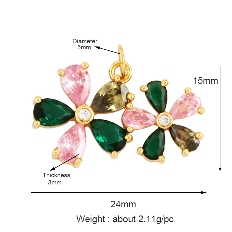 Fine Sweet Flower Charm Pendant,Trendy Multicolor Zircon Pentacle Butterfly Necklace Accessories Handy Craft Jewelry Supply K54