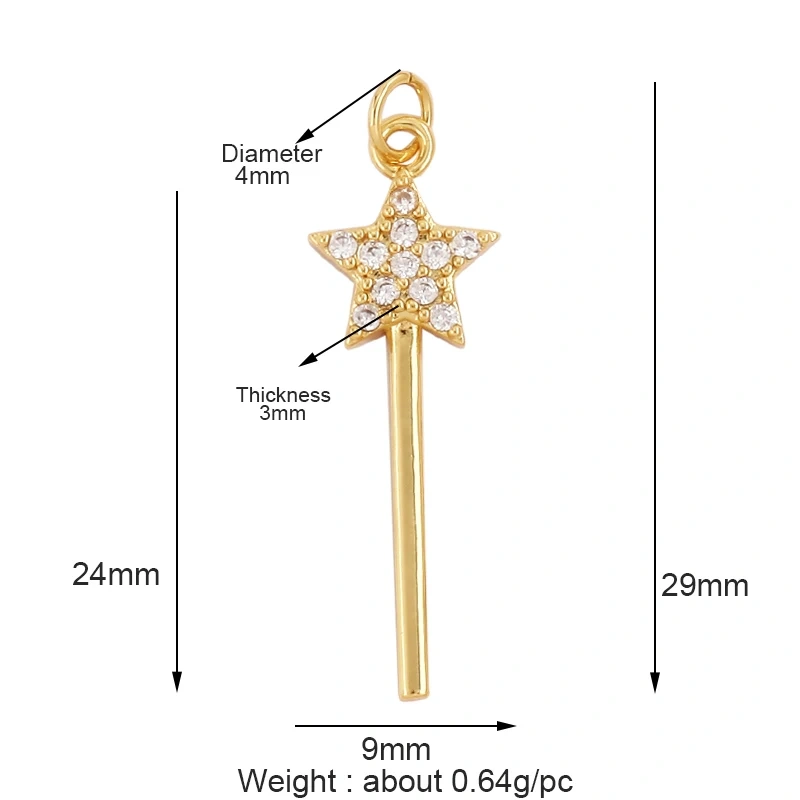 Trendy Sun Apollo Moon Star Shell Charm Pendant,Real Gold Plated Cubic Zirconia Paved,Jewelry Necklace Bracelet Accessories M56