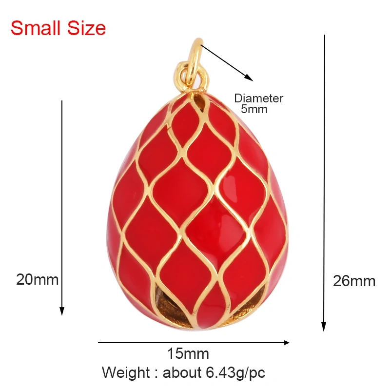 New Style Rabbit Enamel 3D Ball Egg Teardrop Shape Big Size Charm Pendant,Fashion Gold Plated Water Ripples DIY Necklace Jewelry Accessories L20