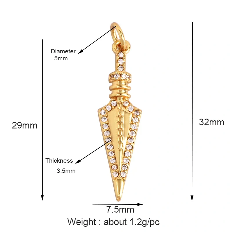 Delicacy Fashion Arrow Tie Geometric Cubic Zirconia CZ Paved Charm Pendant,18K Real Gold Plated Colour,Craft Jewelry Supply L17