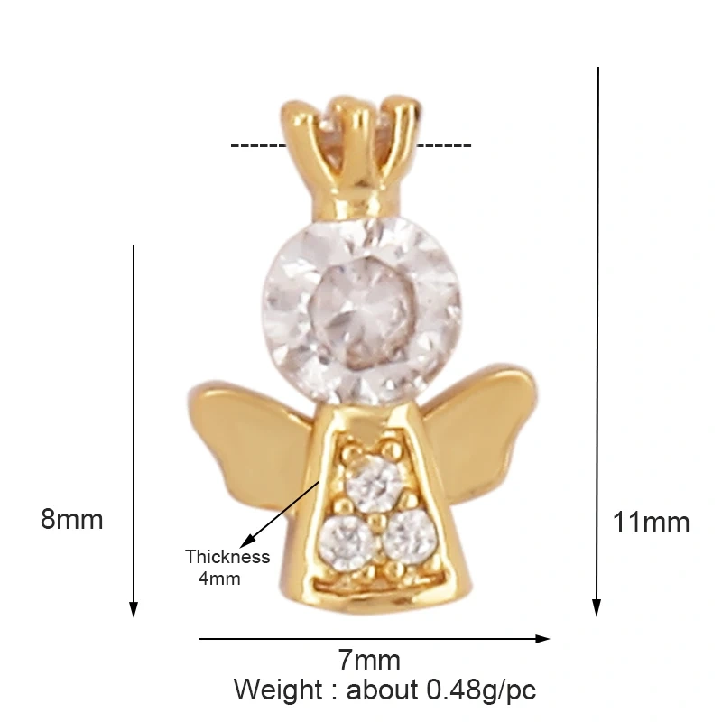 Guarden Angel Wings Goddess Amulet Medallion Zircon Charm Pendant,18K Gold Plated Necklace Jewelry Findings Supplies M76