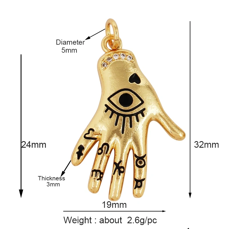 Buddha Hamsha Evil Eye Hand Charm , 18K Real Gold Plated Colour,Necklace Bracelet Pendant for Handmade Jewelry Supplies L14