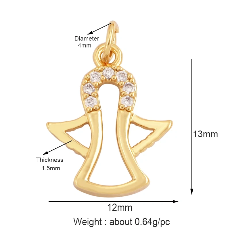 Guarden Angel Wings Goddess Amulet Medallion Zircon Charm Pendant,18K Gold Plated Necklace Jewelry Findings Supplies M76