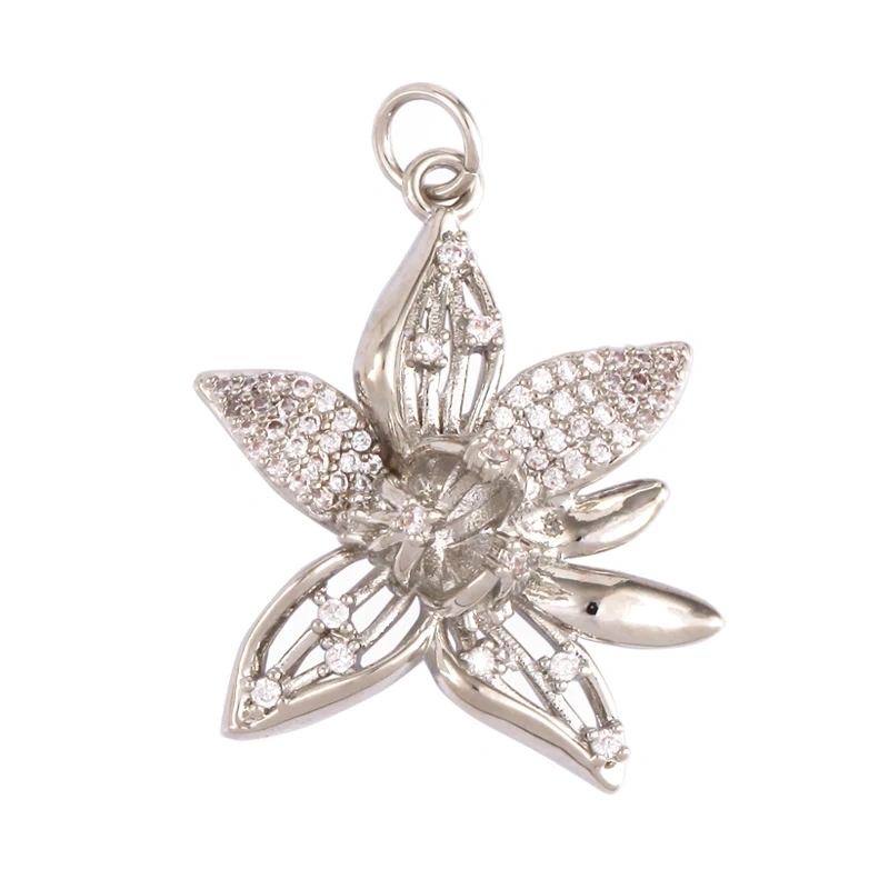 Fine Sweet Flower Charm Pendant,Trendy Multicolor Zircon Pentacle Butterfly Necklace Accessories Handy Craft Jewelry Supply K54