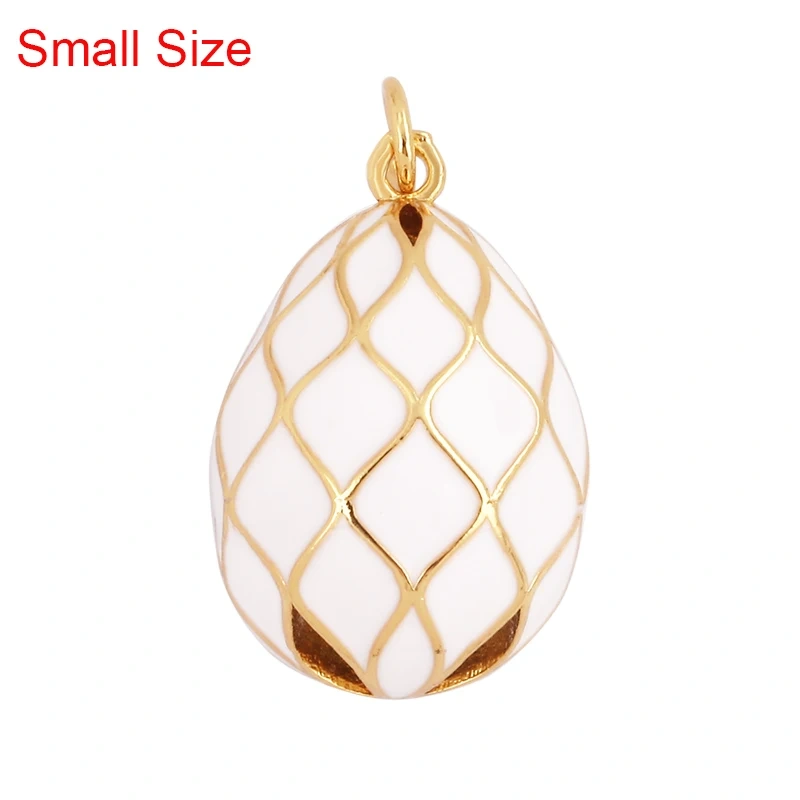 New Style Rabbit Enamel 3D Ball Egg Teardrop Shape Big Size Charm Pendant,Fashion Gold Plated Water Ripples DIY Necklace Jewelry Accessories L20