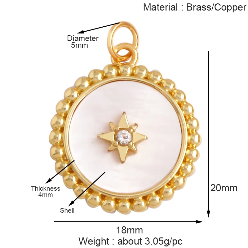 Trendy Shining Star Moon Sun Sea Charm Pendant,18K Gold Inlaid CZ Zirconia Jewelry Findings Necklace Bracelet Making Supply K52