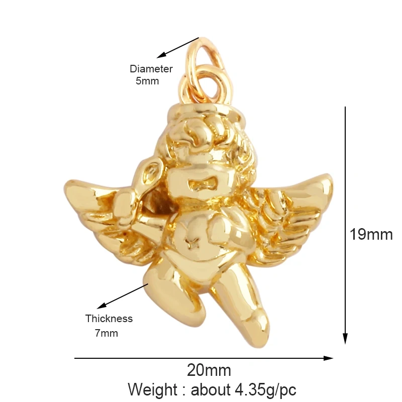 Guarden Angel Wings Goddess Amulet Medallion Zircon Charm Pendant,18K Gold Plated Necklace Jewelry Findings Supplies M76