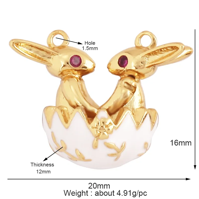 New Style Rabbit Enamel Ball Shape Big Size Charm Pendant,Fashion Gold Plated Water Ripples DIY Necklace Jewelry Accessories