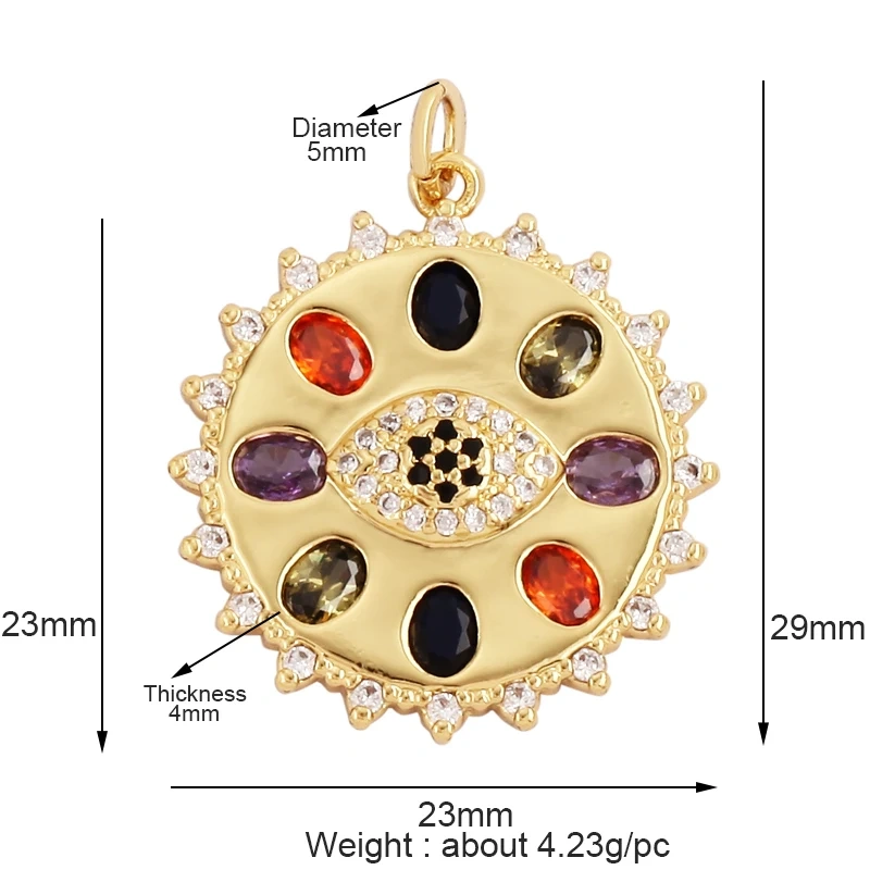 Love Heart Star Sun Flower OX Horn Dragon Zircon Charm Pendant,18K Gold Plated Jewelry Findings Necklace Accessories Supply L61