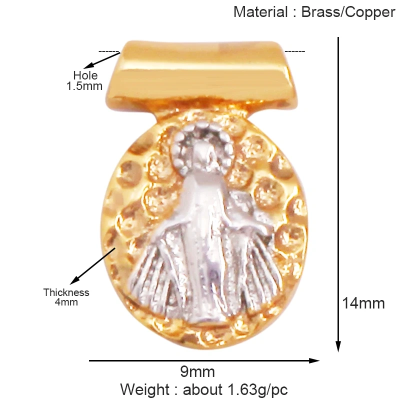 Religious Stye Jesus Virgin Mary Shell Charm Pendant,Holy 18K Gold Inlaid Cubic Zirconia Jewelry Necklace Accessories Supply K51